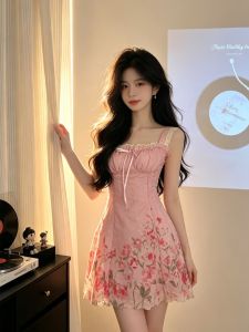 CHANGTONG | Đầm Halter Hoa Độc Đáo Vintage Mùa Hè
