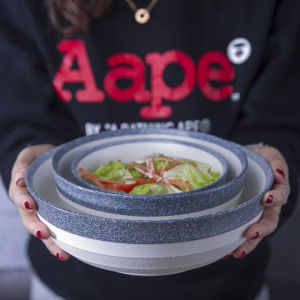 Creative Ceramic Soup Bowls Underglaze Color Snowflake Porcelain Dinnerware Set Japanese Style round Shape Home Use Utensils