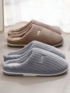 MONLEYTA | Mens Cotton Slippers Spring Autumn Indoor Home Anti-slip Thick Bottom Plush Warm Slip-Resistant Spring New Style Casual Shoes