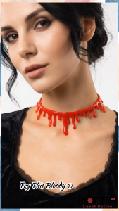Halloween Bloody Necklace Halloween Costume Prop Fake Blood Effect Necklace Party Cosplay Decoration