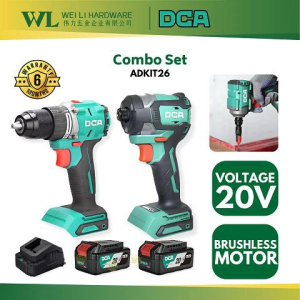 DCA ADKIT26 ADJZ2060I+ADPL208 Combo Set/Cordless Drill/Cordless Impact Drill/Brushless/With Battery