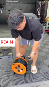 REAIM Cable Reel Heavy Duty Extension Wire 15M 30M 50M Power Cord Extension with Breaker Original Wheel Power Tool