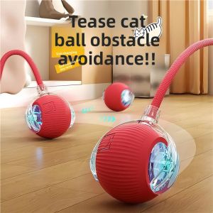 MONLEYTA | Pet Toy Self Entertaining Cat Dog Toys Floating Ball With Rope Automatic Obstacle Avoidance Squeaky Toy Gravity Ball