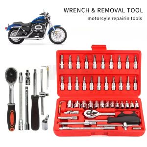 DEKES 46pcs Tool Box Car Motorcycle Repair Set Hand Tools Home Service Motor DIY Kit