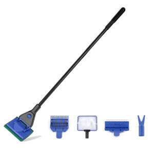 B.F. 5 In 1 Fish Tank Cleaning Kit Algae Scraper Fish Net Sponge Plant Fork Gravel Rake
