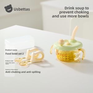 Usbettas | Baby Feeding Bowl with Suction Straw for Soup and Porridge