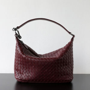 2025 New Style Womens Leather Dumpling Bag Woven Shearling Shoulder Crossbody Hobo Bag Underarm Bag Korean Style Soft Leather