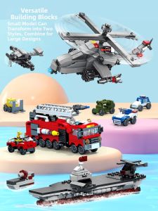 HUIQIBAO | Educational Military Police & Fire Truck Building Blocks