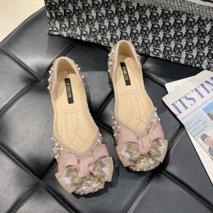 IELGY Rhinestones Bow Mules Womens Flat 2024 New Versatile Pumps with Skirt Sandals