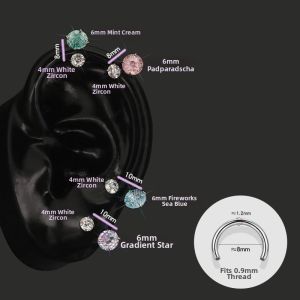 MIXIER | Titanium Horsehoe Ear Ring with Flashy Cut Zircon Insert Internal Thread Bend Bar Ear Jewelry