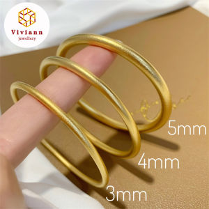 Viviann Original High Quality Gold Plated Round Gold Jewelry Bangle Bracelet Smooth Fine Bracelet For Women Couple Wedding Jewelry 18K Gold Bracelet Gold Plated Bangle Accessories Cuff Bangles For Women Girls