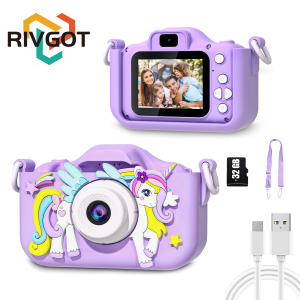 น่ารักยูนิคอร์นเด็กกล้องอายุ 7-12 เด็กดิจิตอลกล้องมินิของเล่น 1080 P HD ถ่ายภาพวิดีโอสําหรับของขวัญวันเกิดเด็กกล้องของเล่น