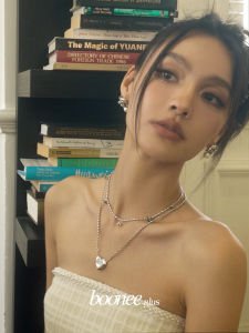 Boonee Alus Luxury Necklace Womens Double Layer Cool Sweet Style Mother-of-Pearl Pendant Clavicle Chain Fashion Jewelry