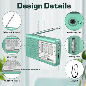 XHDATA D219 Portable Radio AM FM MW Shortwave Receiver Pocket Radio High Sensitivity Multi Band Radio with Speaker Earphone Jack
