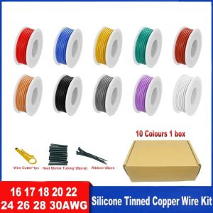 10-Color Soft Silicone Wire Set 16AWG 17AWG 18AWG 20AWG 22AWG 24AWG 26AWG 28AWG 30AWG Tinned Copper Connecting Wires
