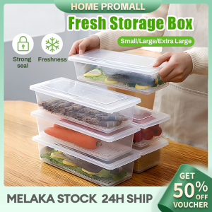 Transparent Food Sealed Box Rectangular Drain Layer Fruits Meat Fish Fridge Preservation Box Stackable Freezer Storage 透明食品密封盒 保鲜盒