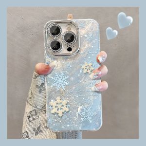 Winter Snowflake Precision Hole Iceberg Pattern Phone Case Full Cover for  16Promax Huawei Nova13 New Pura70 Advanced Mate60