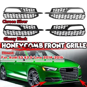 For Audi A3 S-Line S3 2014 2015 2016 Front Bumper Fog Light Grille 1Pair Honeycomb Mesh Car Fog Lamp Cover Racing Grille