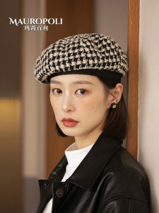 Korean Style Fashion Plaid Beret Hat Womens New Artist Painter Hat Small Fragrance Style Autumn Winter Newsboy Cap