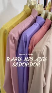Baju Melayu Dewasa & Budak Sepasang Warna Nude Peach Lilac Purple Dusty Pink Soft Yellow Slim Fit Cotton - PG3