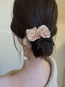 Fashionable Rose Flower Bun Clip & Medium Size Shark Jaw Clip: Vintage Court Style Hair Accessories for Women