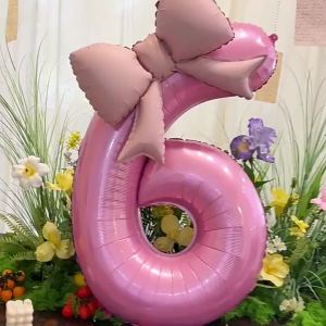 Bóng Bay Nơ Kỹ Thuật Số Màu Hồng 40 Inch Dành Cho Bé Gái - Trang Trí Tiệc Sinh Nhật Đám Cưới Bóng Số Bằng Giấy Nhôm Đạo Cụ Chụp Ảnh Cho Bé Gái