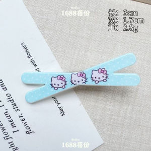 Sweet Pink Blue Floral KT Cat Cross Hair Clip Cute Versatile Student Bangs Side Hair Clip Fringe Duckbill Hair Clip Hair Accessories