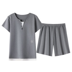 Áo ngủ MiiOW cho cặp đôi làm bằng cotton nguyên chất mùa hè mỏng thoáng khí cổ tròn