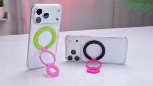 elough | Double Sided Color-Matching Folding Magnetic Clip Ring Stand 360° Rotating Metal Stand Double-Sided Magnetic Phone Stand