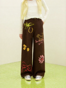 LOVESASAKIDS | Graffiti Printed Cotton Spring Garden Loose Wide Leg Pants