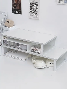 ⭐ Minimalist Ergonomic Space Saving Desk Shelf Organizer | Wooden Monitor Riser | Keyboard Storage Rack | Laptop Display Stand Work