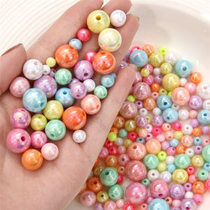 Mixed Color Plating Acrylic Beads Candy Color Round Loose Spacer Beads for Jewelry Making DIY Handmade Bracelets Necklace Accessories