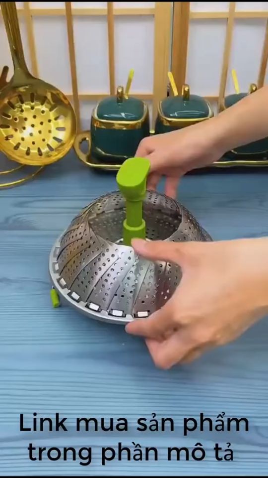 Xửng Hấp Inox Đa Năng Có Thể Xòe Gấp Gọn Làm Đĩa Đựng Trái Cây Thức Ăn Vỉ hấp inox có chân