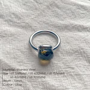 Emanco New Style Mushroom Head Korean Japanese Light Luxury Uneven Sugar Ring Glass Mens Ring Premium Quality Jewelry