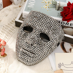 Full Face Rhinestone Masquerade Mask Crystal Studded Performance Mask for Street Dance Halloween and Party