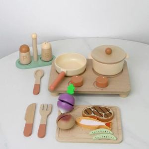 Wooden Kitchen Toy For Realistic Cooking Simulation Interactive Indoor Role-Playing Game Educational Gift Two Models Available