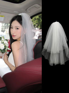 Elegant White Bridal Veil Engagement Prop Wedding Photography Soft Tulle Headwear Bride-to-be Accessory Ceremony Registration