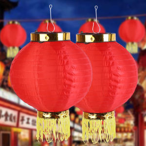 โคมไฟแดงจีนพับได้20-35ซม.ตะเกียง2024ตรุษจีนเครื่องประดับแบบแขวนเทศกาลฤดูใบไม้ผลิของตกแต่งงานแต่งงาน