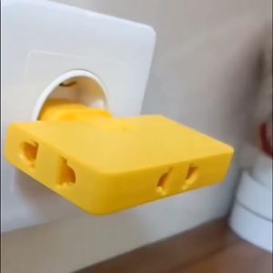 Steker Gepeng 180 Derajat 3 Cabang Lipat Tipis Stop Kontak Listrik Pipih Colokan Putar 3 in 1 EU