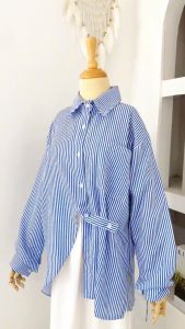 JAMILA STRIPE MODEL KEKINIAN TERLARIS KOREAN STYLE - KEMEJA GARIS GARIS WANITA OVERSIZE BAHAN KATUN FASHIONABLE - BAJU ATASAN MUSLIMAH