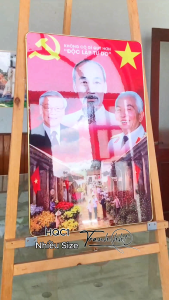 Tranh bác Hồ Tranh treo tường tráng gương 3 vị lãnh đạo vĩ đại Bác Hồ Bác Giáp Bác Trọng HQC1