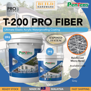 PENTENS T-200 PRO Fiber 5kg/20kg Ultimate Elastic Acrylic Waterproofing Coating - Grey