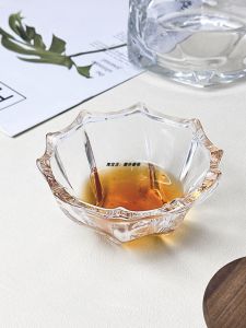 Sauce Vinegar Small Bowl Glass Flower-Shaped Small Fruit Bowl For Home Exquisite Glass Bowl Hot Pot Sauce Dish Female Yogurt Bowl Good-looking