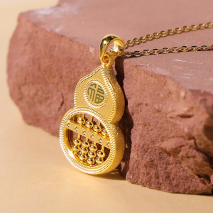 Chow Sang Sang 周生生 999.9 24K Pure Gold Chinese Gifting Collection Abacus and Gourd Pendant for Women & Men 94914P Price-by-Weight 7.74g Gold [Necklace not Included]
