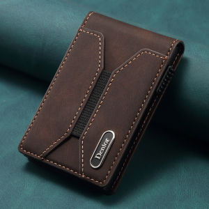 Luxury Faux Leather Card Slot Wallet Flip Cover Button Magnet Card Box Pressing The Button Automatically Ejects The Card