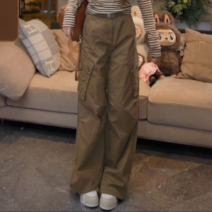 2025 New American Retro Wide Leg Workwear Pants Women Loose High Waist Casual Trousers Harlan Style Elastic Non-deformable