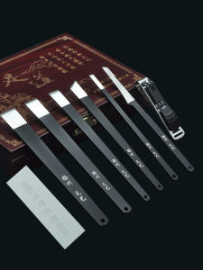Yangzhou Tianyi Three Knives Foot Care Set Professional Nail Art Kit with Wood Box Seven Pieces including Stone for Cutting And Shaping Nails