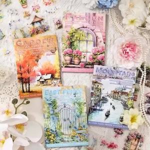 Vintage Glazed Tile Sticker Book for Journaling Full Book of Die-Cut PET Decals Cross-Border Craft Material