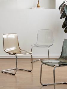 Nordic Style Acrylic Dining Chair Home Use Study Desk Chair Transparent Modern Simple Backrest Stool Internet Famous Ins Chair