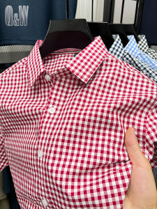 Classic Small Plaid Cotton Shirt Mens Short Sleeve Loose Korean Fashion Casual Shirt High End Youth Summer Fashion City Style